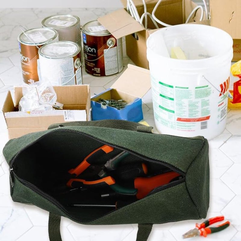 Heavy Duty Canvas Tool Tote Bag Organizer Wide Open Design Portable Storage Pouch - Image 5