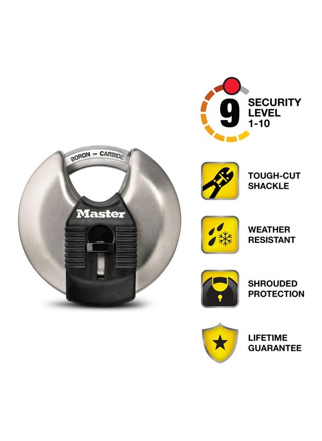 Master Lock Master Lock M50XD Magnum Heavy Duty Stainless Steel Discus Padlock with Key, Silver  - Image 1