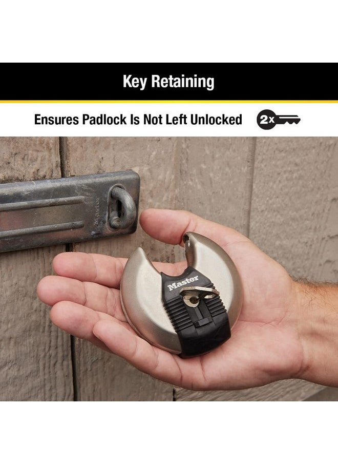 Master Lock Master Lock M50XD Magnum Heavy Duty Stainless Steel Discus Padlock with Key, Silver  - Image 4