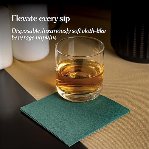 Servietto Disposable Linen-Feel Cocktail Napkins, 200-Pack 5" x 5" CHAMPAGNE Paper Beverage Napkins For Bar, Restaurant And Café, Dessert Napkins For Party, Wedding Or Event - Image 2