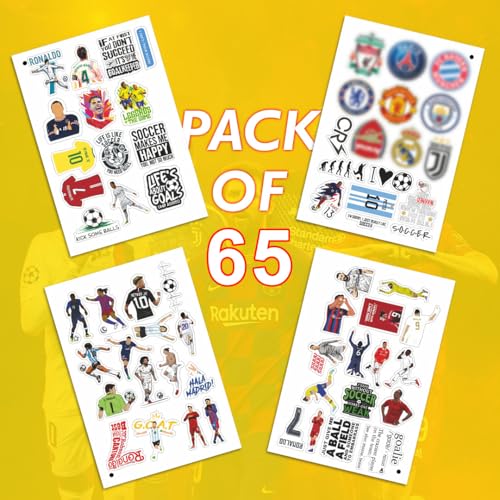 CodersParadise Pack Of 65 Football Soccer Stickers For Laptop, Planner, Diary, Waterproof Residue Free, self adhesive - Image 4