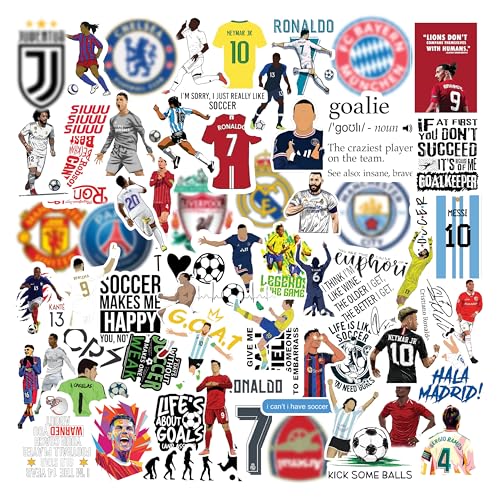 CodersParadise Pack Of 65 Football Soccer Stickers For Laptop, Planner, Diary, Waterproof Residue Free, self adhesive - Image 1