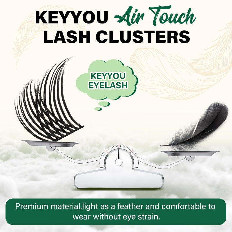 KEYYOU Lash Clusters 144pcs Individual Lashes D Curl 12mm Eyelash Clusters KEYYOU Air Touch Cluster Lashes Super Lightweight Soft Wispy Comfortable Easy DIY at Home(Air04-D-12mm) - Image 4