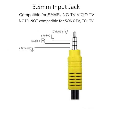 AILTECK Video AV Composite Adapter Cable Replacement for Samsung TV VIZIO TV, 3 RCA to 3.5mm AV Input Adapter - Image 2