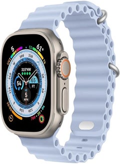 Strap Ocean Band For Apple Watch Band 49mm 45mm 44mm 42mm 41mm 40mm 38mm Men Women,Soft Silicone Sport Band Replacement Strap for Apple Watch Ultra2/Ultra iWatch Series SE 9 8 7 6 5 4 3 2 1 (see blue)