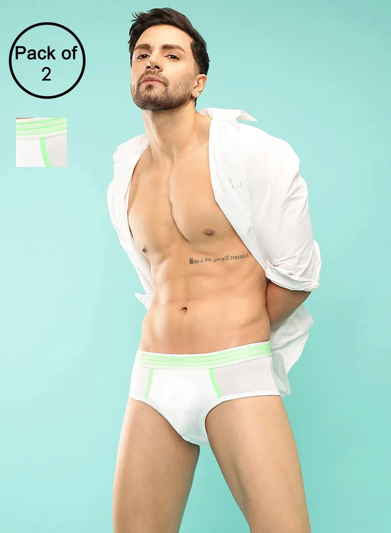 جون بلاير John Players Pack of 2 Cotton Briefs with Striped Waistband