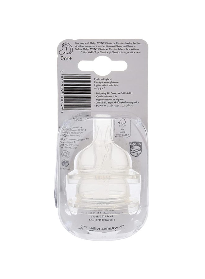 Philips Avent Pack Of 2 Newborn Classic Plus Anti - Colic Flow Teat, 0+ Months , Clear - Image 2