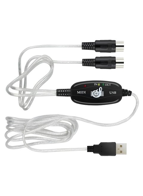 MIDI to USB Cable Interface Adapter USB MIDI Converter from Electronic Keyboard Piano Organ to PC Laptop for Music Distribution & Recording