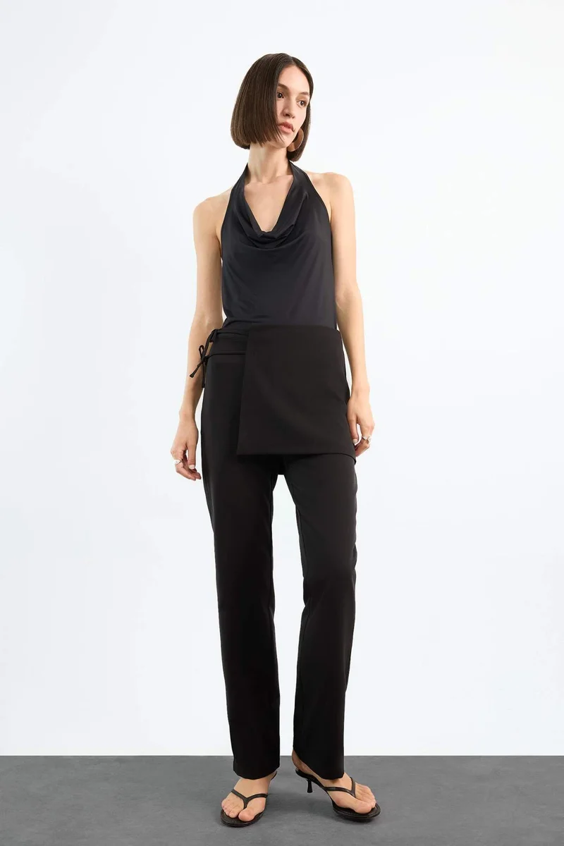 DeFacto Wire Tie Detailed Black Trousers