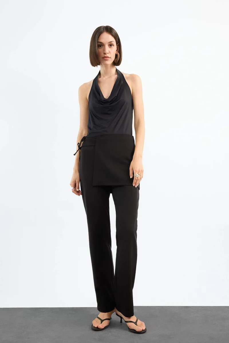 DeFacto Wire Tie Detailed Black Trousers