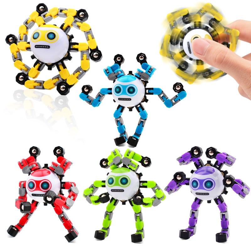 ASIOWELY 5 PCS Easter Basket Stuffers Transformable Fidget Spinners Toys for Kids and Adults Stress Relief Autism Sensory Toy for Boys Girls Teens Cool Fingertip Gyros Birthdays Gifts for Travel Toys - Image 3