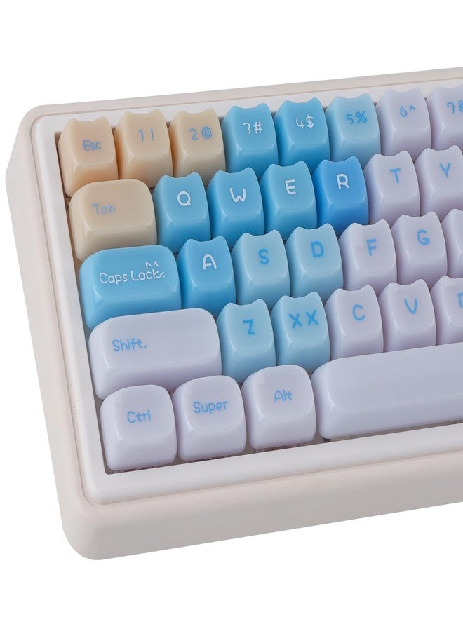 TYRIXKI Ceramic Jade Sea Salt Cat Keycaps, 148 Keys Translucent Blue Creamy Jelly Cute Keycaps Mao Profile Custom Keycap for Cherry Gateron MX Swithes Mechanical Keyboards - Image 1