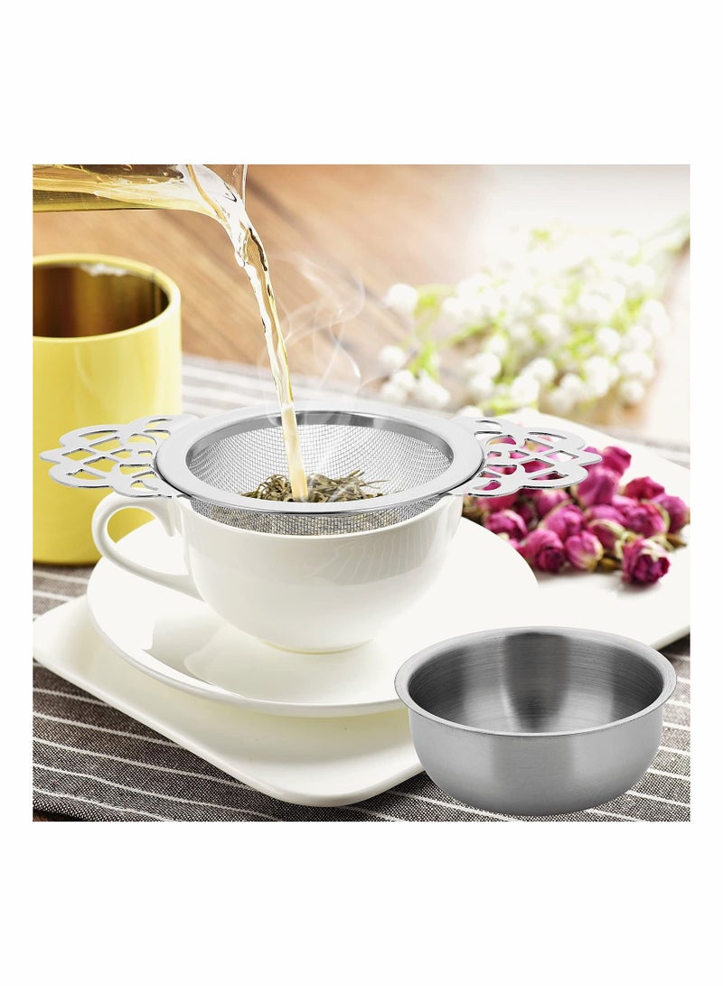 2 Pcs Fine Mesh Tea Strainers with Bowl Stainless Steel Loose Tea Infusers Strainers Diameter Mini Tea Fine Sieve Ideal for Juice Coffee Filter - Image 3