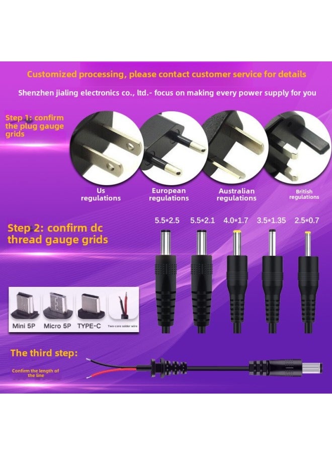 Generic - 12V1A Power Adapter-sweeping Machine Massage Makeup Mirror Monitoring Lamp With Power Supply-Color:Black-Specifications:24V1A - Image 1
