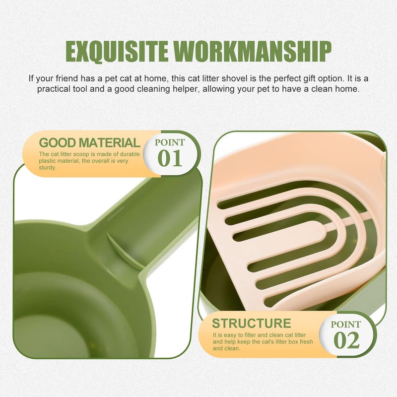 Green Lightweight Plastic Cat Litter Scoop Handheld Shovel for Pet Waste Cleaning - Image 4