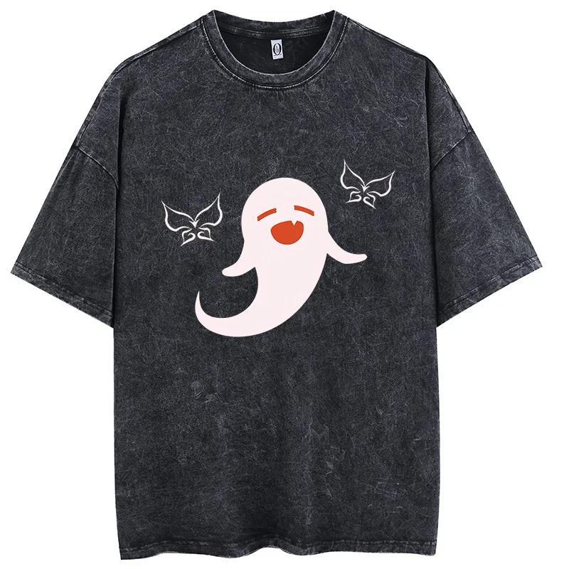 Game Genshin Impact Graphic T-Shirt Retro Washed Cotton T-Shirt Top Casual In T-Shirt Harajuku - Image 2