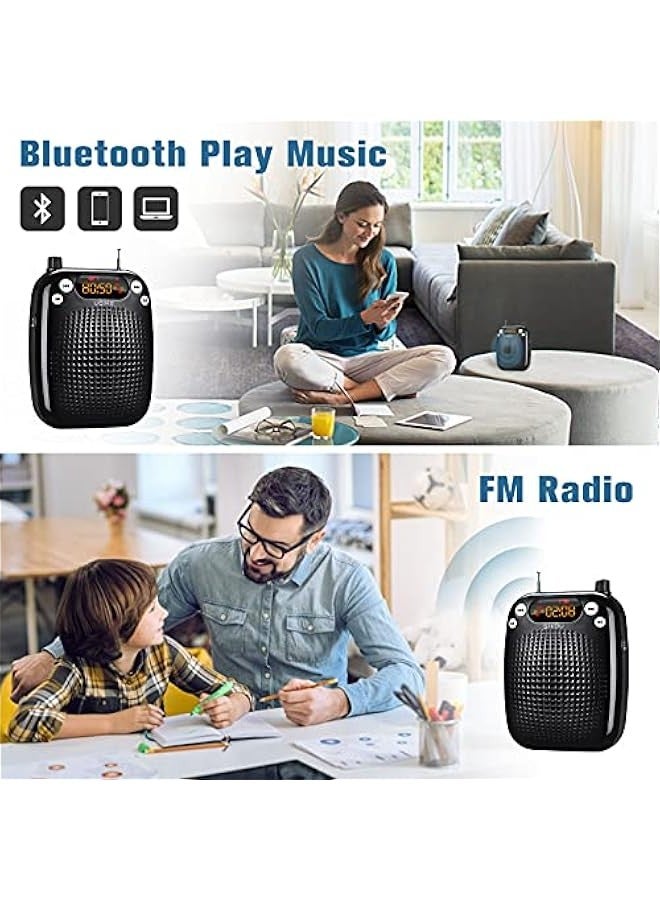 Voice Amplifier with Microphone Headset, Bluetooth Voice Amplifier for Teachers Portable Speaker with Microphone Support FM TF Card USB Flash Disk for Classroom Speech Tour Guide Training - Image 3