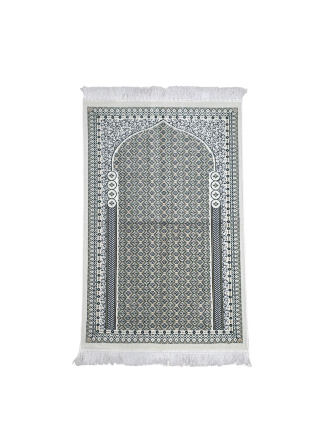 ريف أرينو سجادة صلاة إسلامية مخملية بجودة ممتازة أخضر وأبيض 70 × 110 سم ARENNOS104809GRN - Image 1