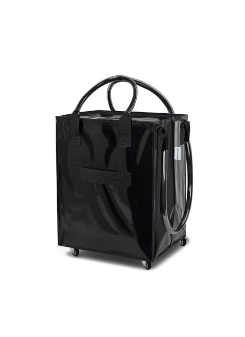 Reusable Grocery Bag On Wheels,Shopping Trolley with Zipper Closure,Rolling Tote,Lightweight&Foldable,Unbreakable Handles,66 lb Capacity(Large,Black)
