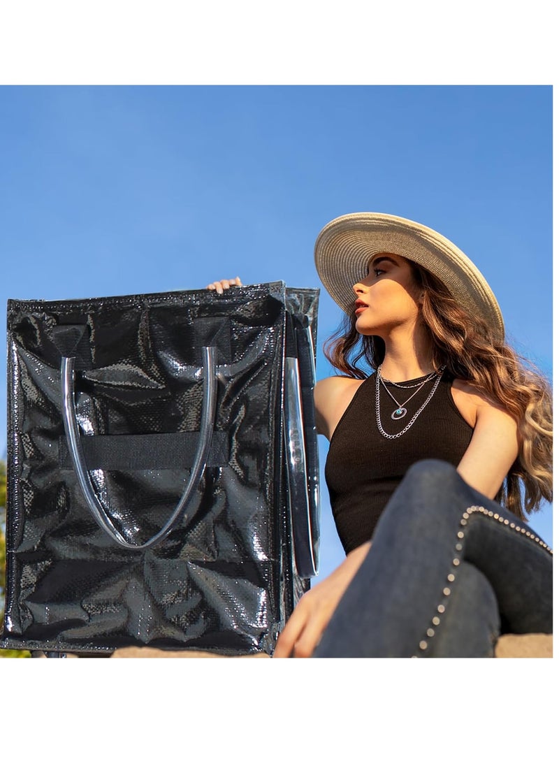 Reusable Grocery Bag On Wheels,Shopping Trolley with Zipper Closure,Rolling Tote,Lightweight&Foldable,Unbreakable Handles,66 lb Capacity(Large,Black)