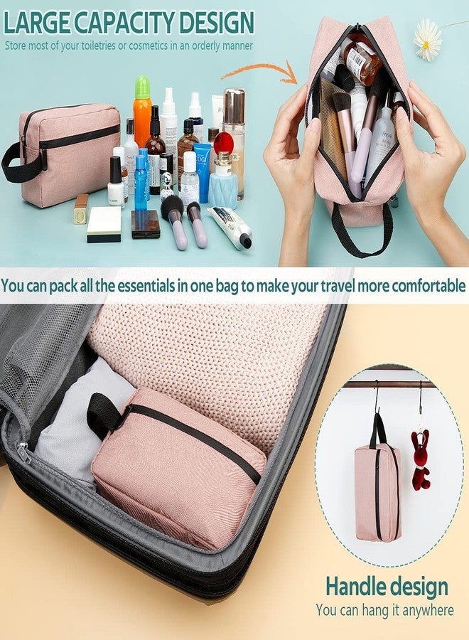 FUNSEED Travel Toiletry Bag for Women and Men, Water-resistant Shaving Bag for Toiletries Accessories, Foldable Storage Bags with Divider and Handle for Cosmetics Toiletries Brushes Tools (Pink) - Image 3