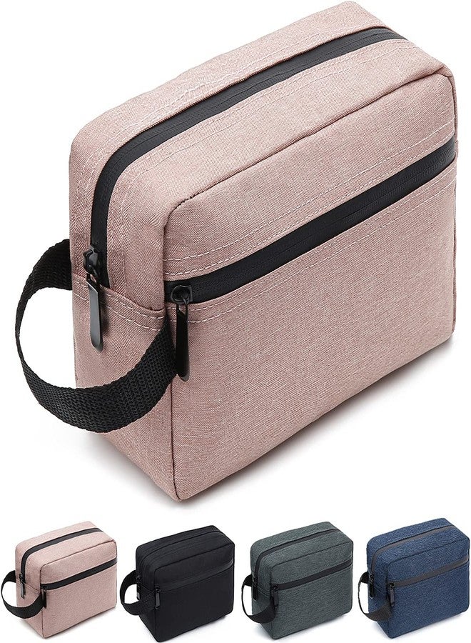 FUNSEED Travel Toiletry Bag for Women and Men, Water-resistant Shaving Bag for Toiletries Accessories, Foldable Storage Bags with Divider and Handle for Cosmetics Toiletries Brushes Tools (Pink) - Image 1