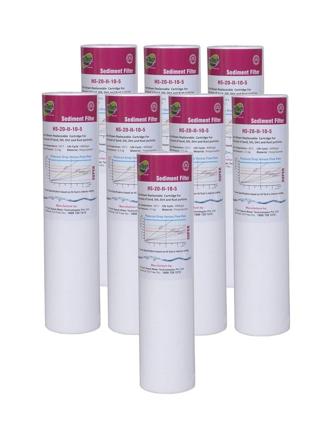 SEDIMENT FILTER 10 INCH 5 MICRON REPLACEMENT WATER FILTER CARTRIDGE (8 NOS)
