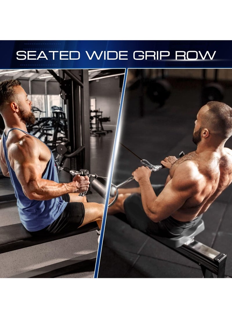 Generic - PUMP-KING Wide Grip LAT Pull Down Bar Attachments with D Grip Handles/Curl LAT Pulldown Attachment for Gym Equipment Press Down Bar 27 Inch Cable Attachment Rubber Handgrips & Revolving Hanger - Image 1