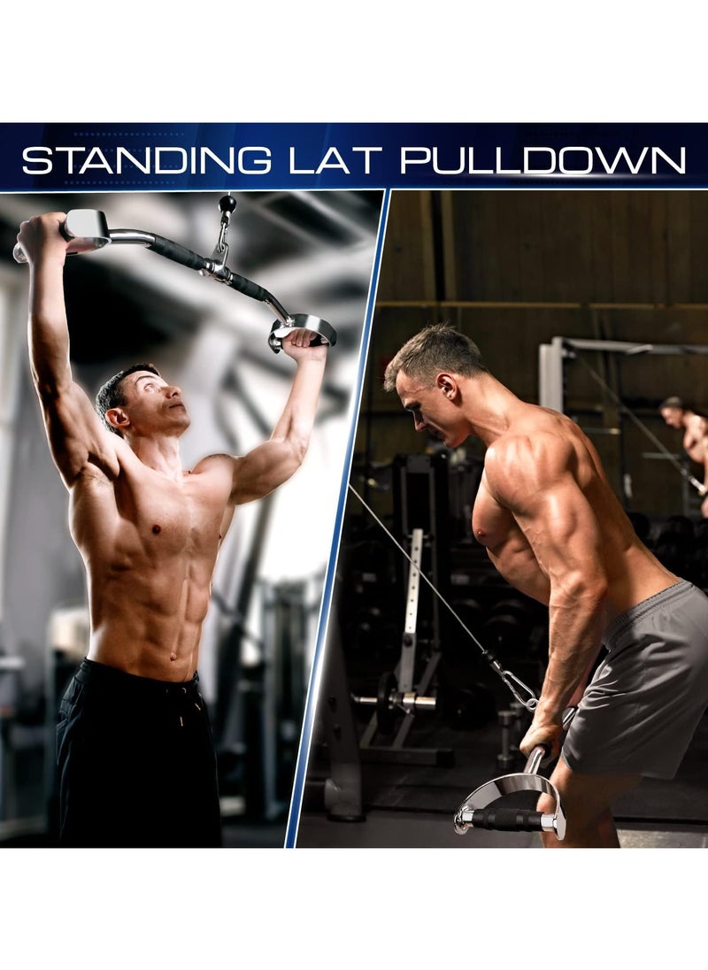 Generic - PUMP-KING Wide Grip LAT Pull Down Bar Attachments with D Grip Handles/Curl LAT Pulldown Attachment for Gym Equipment Press Down Bar 27 Inch Cable Attachment Rubber Handgrips & Revolving Hanger - Image 1