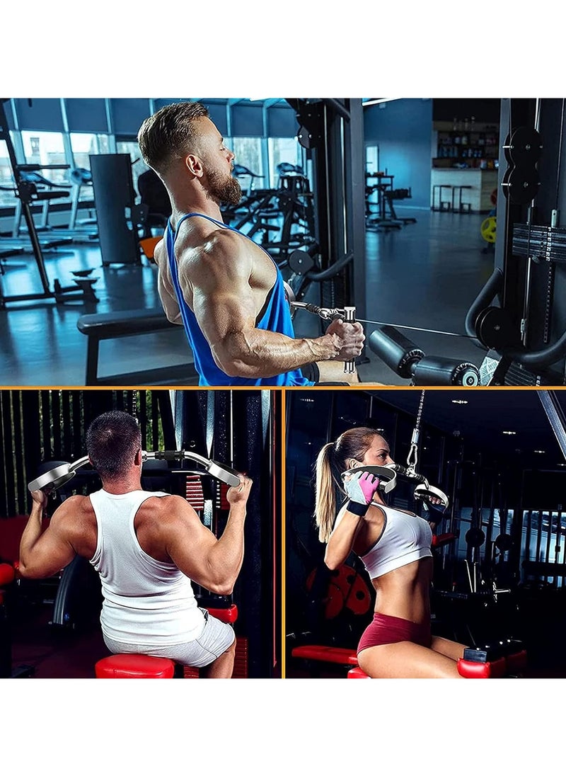 Generic - PUMP-KING Wide Grip LAT Pull Down Bar Attachments with D Grip Handles/Curl LAT Pulldown Attachment for Gym Equipment Press Down Bar 27 Inch Cable Attachment Rubber Handgrips & Revolving Hanger - Image 1