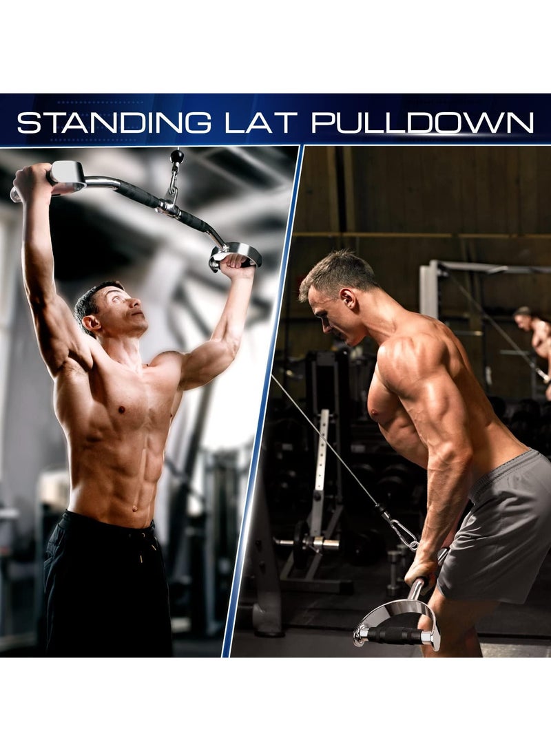 Generic PUMP-KING Wide Grip LAT Pull Down Bar Attachments with D Grip Handles/Curl LAT Pulldown Attachment for Gym Equipment Press Down Bar 27 Inch Cable Attachment Rubber Handgrips & Revolving Hanger  - Image 5