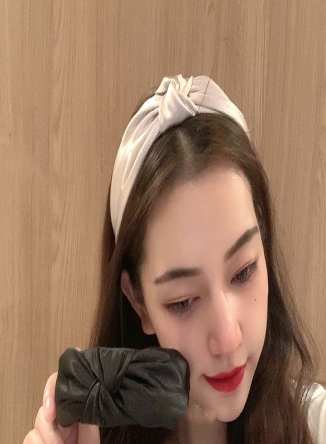 طوق رأس أبيض معقود للنساء، عمامة، أطواق رأس عريضة للنساء، طوق شعر معقود، طوق شعر من الساتان، أغطية رأس، إكسسوارات شعر للفتيات - Image 3