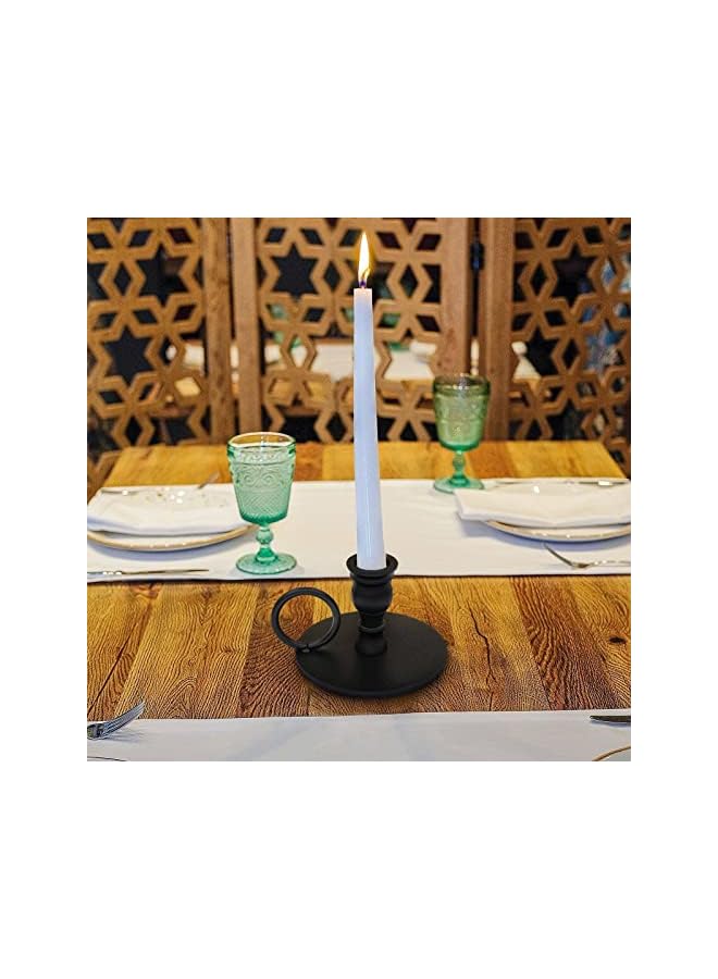The Bros Matte Black Candle Holders Set of 2, Fits 3/4 inch Thick Candle&Led Candles, Wrought Iron, Perfect for Wedding, Dinning, Party - Image 3