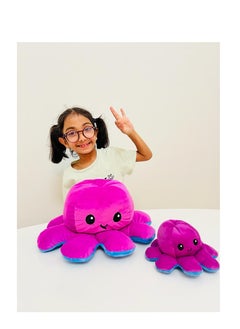 Grab Mantra Big Size Reversible Octopus Plush Double Sided Flip Stuffed Animal Soft Toy Shows Mood Without Saying a Word A Gift For Kids Or Decoration (Purple/Blue)  - Image 5