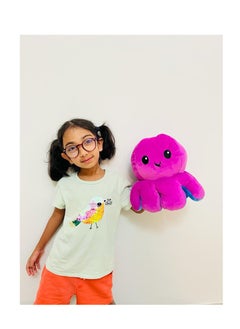Grab Mantra Big Size Reversible Octopus Plush Double Sided Flip Stuffed Animal Soft Toy Shows Mood Without Saying a Word A Gift For Kids Or Decoration (Purple/Blue)  - Image 4