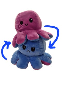 Grab Mantra Big Size Reversible Octopus Plush Double Sided Flip Stuffed Animal Soft Toy Shows Mood Without Saying a Word A Gift For Kids Or Decoration (Purple/Blue)  - Image 3