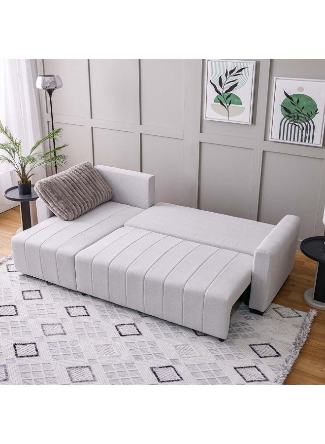 DANUBE HOME Alcantara Reversible Corner Fabric Sofabed With Storage Convertible Sleeping Sofabed Comfortable Living Room Furniture L254Xw241Xh92Cm - Grey/Dark Grey - Image 5