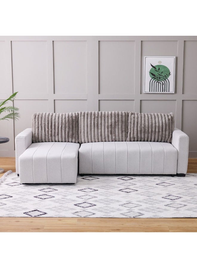 DANUBE HOME Alcantara Reversible Corner Fabric Sofabed With Storage Convertible Sleeping Sofabed Comfortable Living Room Furniture L254Xw241Xh92Cm - Grey/Dark Grey - Image 2