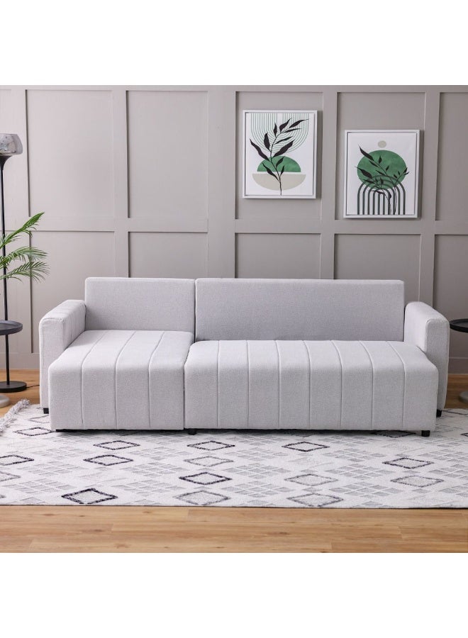 DANUBE HOME Alcantara Reversible Corner Fabric Sofabed With Storage Convertible Sleeping Sofabed Comfortable Living Room Furniture L254Xw241Xh92Cm - Grey/Dark Grey - Image 3