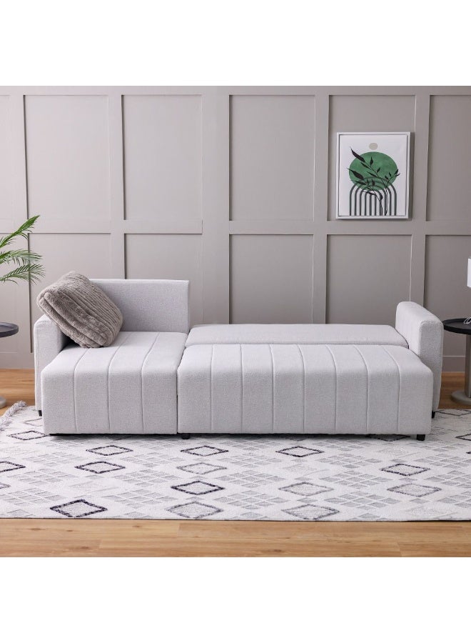 DANUBE HOME Alcantara Reversible Corner Fabric Sofabed With Storage Convertible Sleeping Sofabed Comfortable Living Room Furniture L254Xw241Xh92Cm - Grey/Dark Grey - Image 4