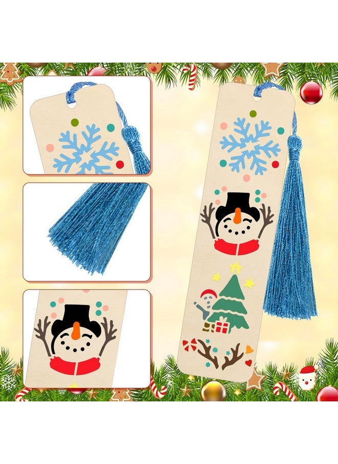 TaoBary - 92 Pieces Christmas Unfinished Wood Bookmarks With Colorful Tassels Diy Blank Ornament Wooden Bookmarks For Room Crafts Book Lovers(Christmas,1.26 X 4.72 X 0.08 Inches) - Image 1