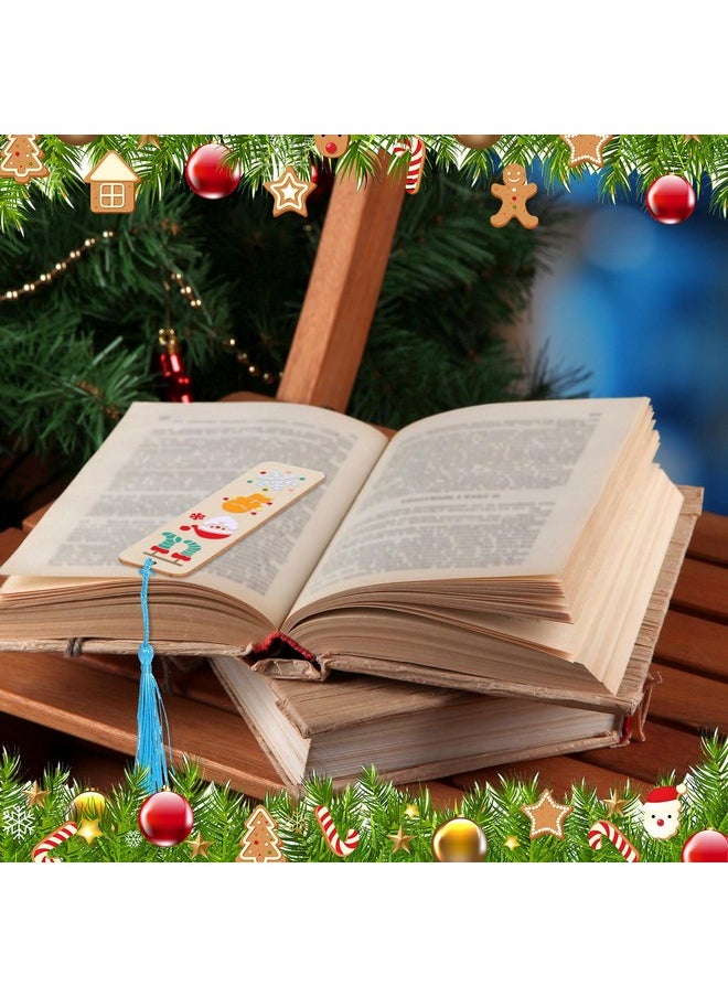 TaoBary - 92 Pieces Christmas Unfinished Wood Bookmarks With Colorful Tassels Diy Blank Ornament Wooden Bookmarks For Room Crafts Book Lovers(Christmas,1.26 X 4.72 X 0.08 Inches) - Image 1