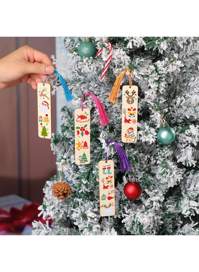 TaoBary - 92 Pieces Christmas Unfinished Wood Bookmarks With Colorful Tassels Diy Blank Ornament Wooden Bookmarks For Room Crafts Book Lovers(Christmas,1.26 X 4.72 X 0.08 Inches) - Image 1