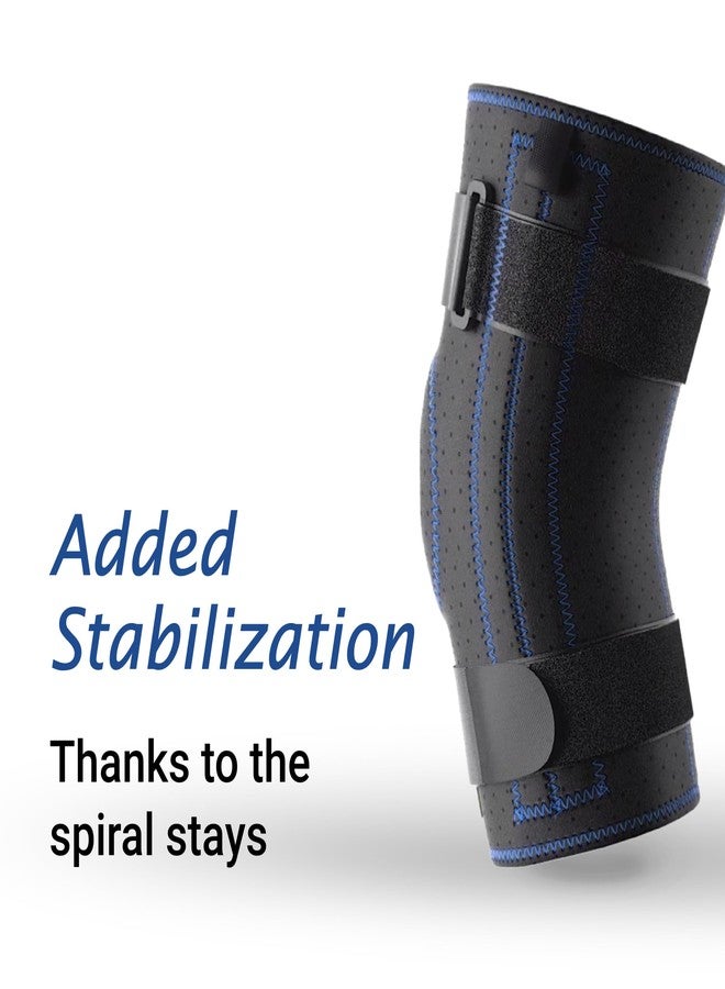 Actimove Sports Edition Knee Stabilizer Adjustable Horseshoe and Stays with COOLMAX AIR Technology - Pain Management for Runner's Knee, Patellar Instability - Left/Right Wear - Black, X-Large - Image 2