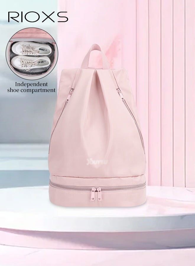 Sports Gym Bag, Waterproof Swimming Backpack With Shoe Compartment & Wet Pocket, Fitness Bag Travel Storage Bag, Portable Duffel Bag, Yoga Bag, Lightweight Packable Backpack, Pink Bags For Women-37x42x23cm Bag