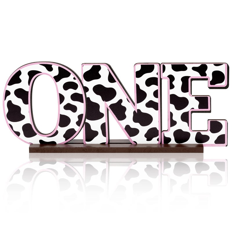 ANGOLIO Cow Print One Letter Sign Table Wooden Centerpieces for Baby Shower Farm Animal First Birthday Party Decor Holy Cow Iâ€™M One Toddler Boy Girls 1st Birthday Baby Spring Decor Party Supplies - Image 1