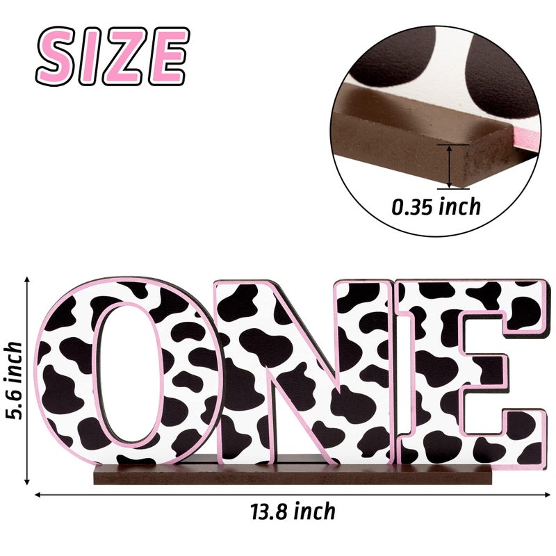 ANGOLIO Cow Print One Letter Sign Table Wooden Centerpieces for Baby Shower Farm Animal First Birthday Party Decor Holy Cow Iâ€™M One Toddler Boy Girls 1st Birthday Baby Spring Decor Party Supplies - Image 2