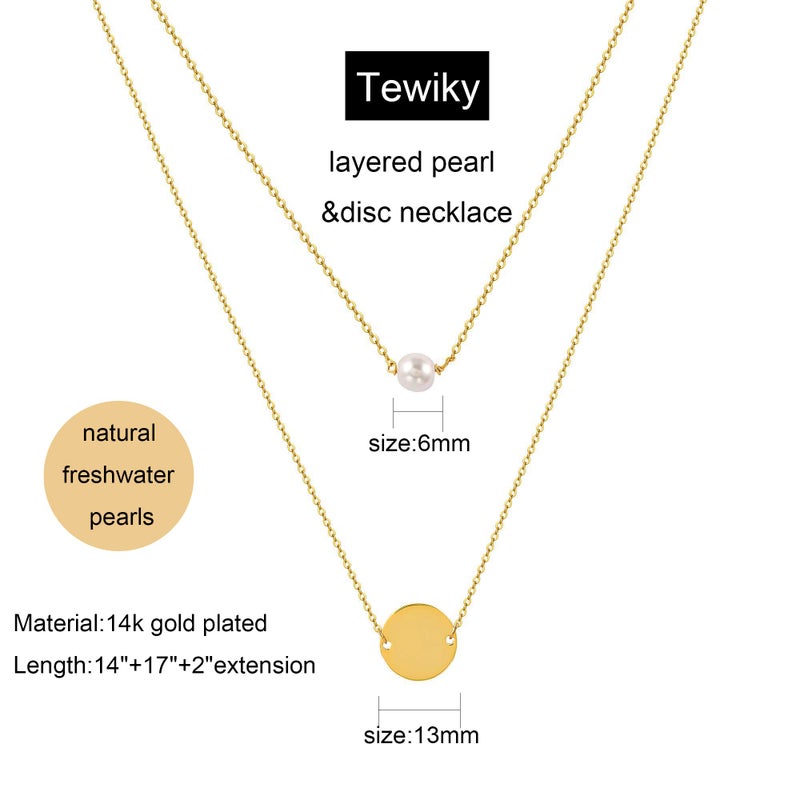 Tewiky قلائد تيويكي اللؤلؤ للنساء، قلادة ذهبية رقيقة مطلية بالذهب عيار 14، قلادة لؤلؤة واحدة بسيطة، قلائد تشوكر لؤلؤ للنساء، مجوهرات ذهبية عصرية وجميلة للنساء - Image 5