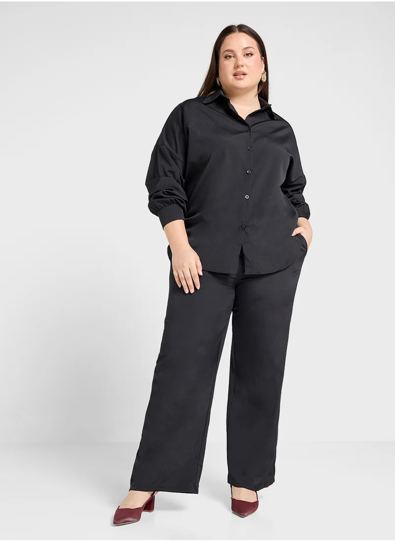 جينجر بلس Oversize Shirt & Relaxed Pant Co-Ord Set