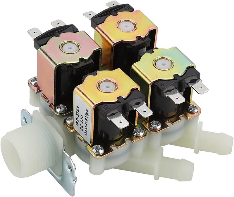 Focket Electric Solenoid Valve, Normally Closed Water Drain Valve, Plastic Electromagnetic with 1 Inlet 4 Outlet for Water Drain Systems - Image 3